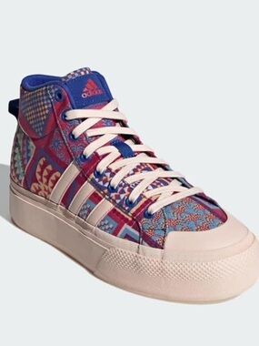 Adidas bravada shoes Multicolor Patterned High-Top Sneakers size 8 NEW colorful